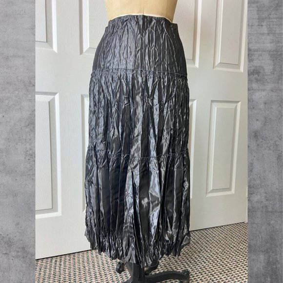 Vintage Y2K Metallic Taffeta Long Skirt - Picture 1 of 5